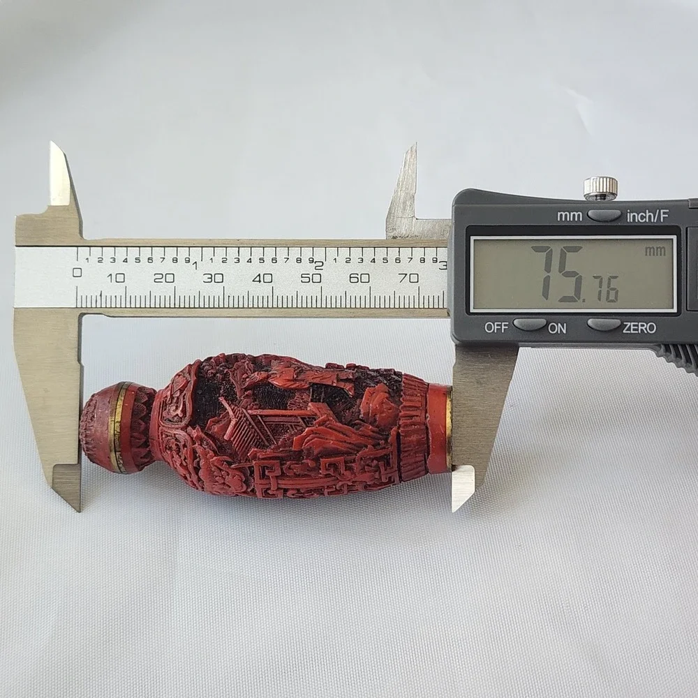 Antique Chinese‎ Cinnabar Carved Snuff Bottle with Stopper Fine Art Intricate OG